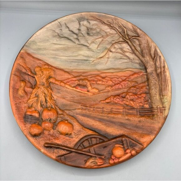 Vtg Byron Mold Seasons Fall Handcrafted 3D Autumn Scene Wall Decor - Picture 1 of 5
